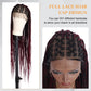 Alebery 36" Full Lace Criss Cross Knotless Box Braided Wigs for Black Women Knotless Box Braids Lace Front Wig with Baby Hair Lightweight Synthetic Burgundy Cornrow Braided Wigs (1B/BG)