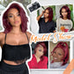 Afribye Burgundy Wig Human Hair 200% Density 13x6 99j Body Wave Lace Front Wigs Human Hair Pre Plucked Short Wigs for Black Women Glueless Frontal Wig Human Hair Loose Wavy 12 inch