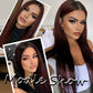 Fugady 32 inch Long Ombre Burgundy 99j Glueless Straight Lace Front Wig 200 Density Pre Plucked Synthetic Heat Resistant Red Wig With Baby Hair Colorful Lace Wigs For Women Cosplay Party Daily Use