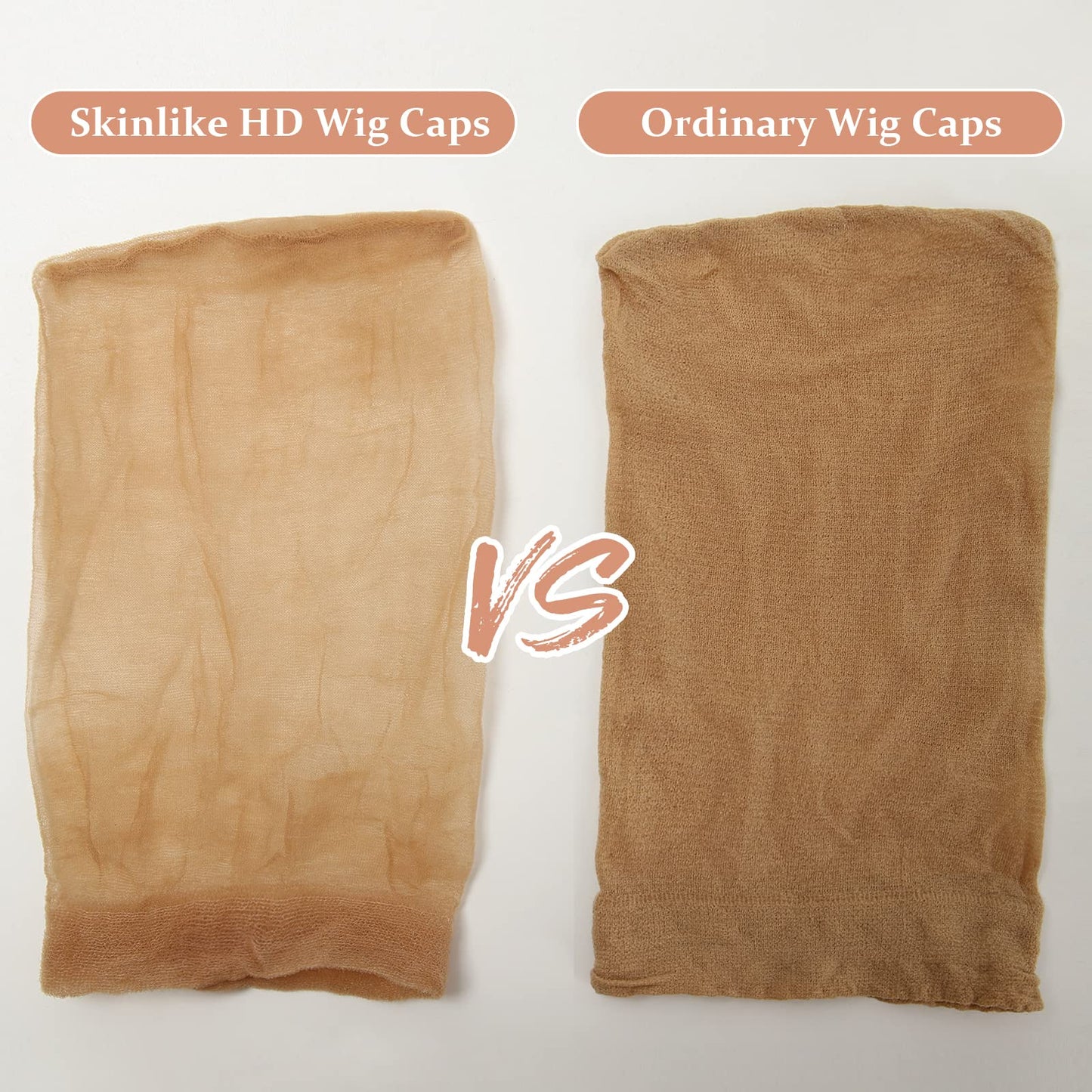 BEEOS Skinlike Real HD Wig Cap for Women, 24 Pieces Ultra-thin Invisible Brown Sheer Caps for Lace Front Wig Stretchy Stocking Wig Caps Wholesale