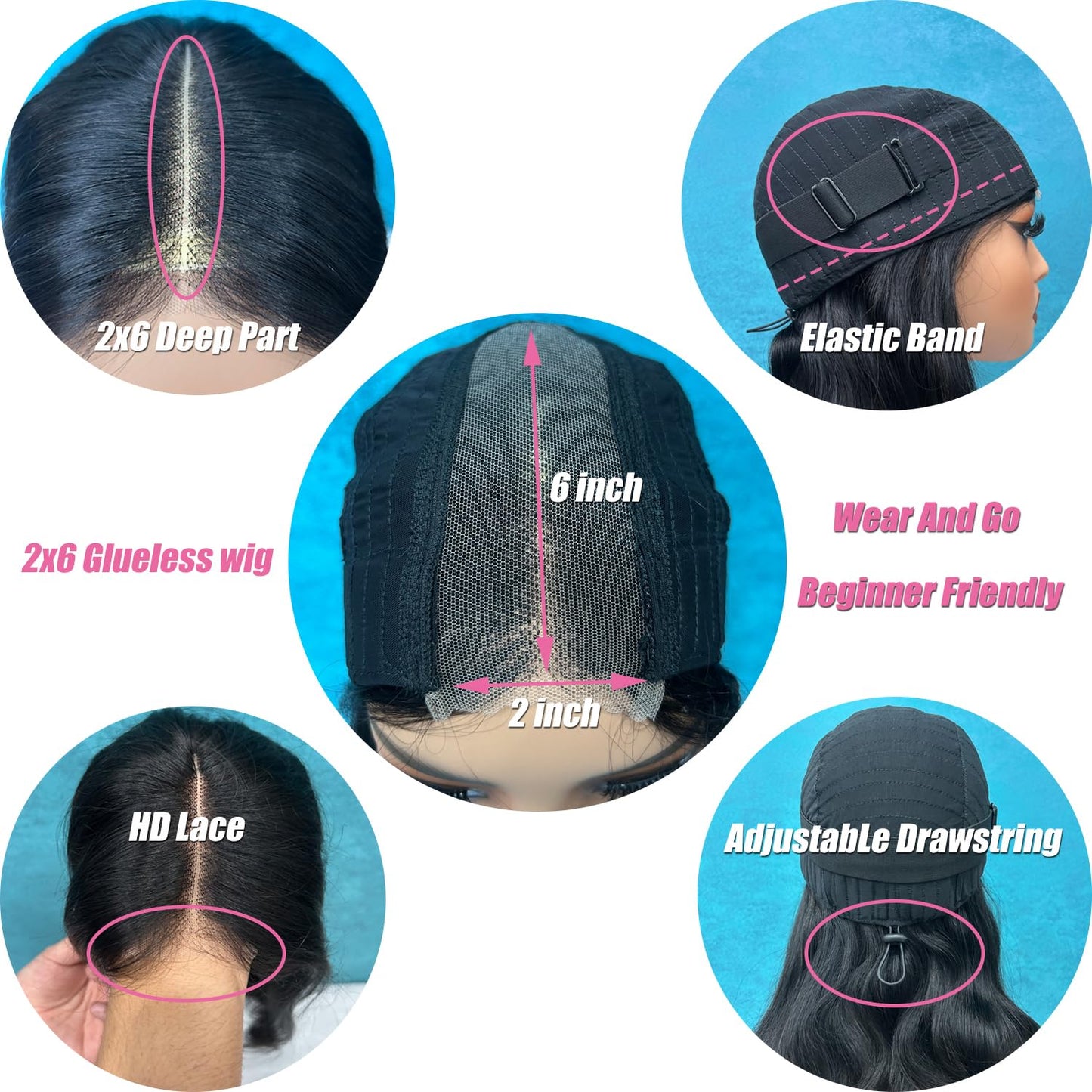 Douyin Wear and Go Glueless Wigs Human Hair Pre Plucked Pre Cut Body Wave 2x6 Hd Lace Closure 14 Inch Drawstring Middle Part Bob Wig Human Hair Short 180 Dentisty Lace Front Wigs for Black Women