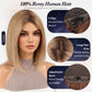 starluck Human Hair Wig for Women Wigs Real Human Hair Ligth Brown Wigs Layered Bob Wig 12 Inch Silk Base Realistic and Resistant for Daily Party Use