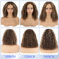 Eyefanniy Glueless Wigs Human Hair pre plucked Pre Cut Blonde Highlights Short Curly Bob Lace Front Wigs for Black Women 4x4 Lace Closure Wig with Elastic Band for Beginners 14 Inch
