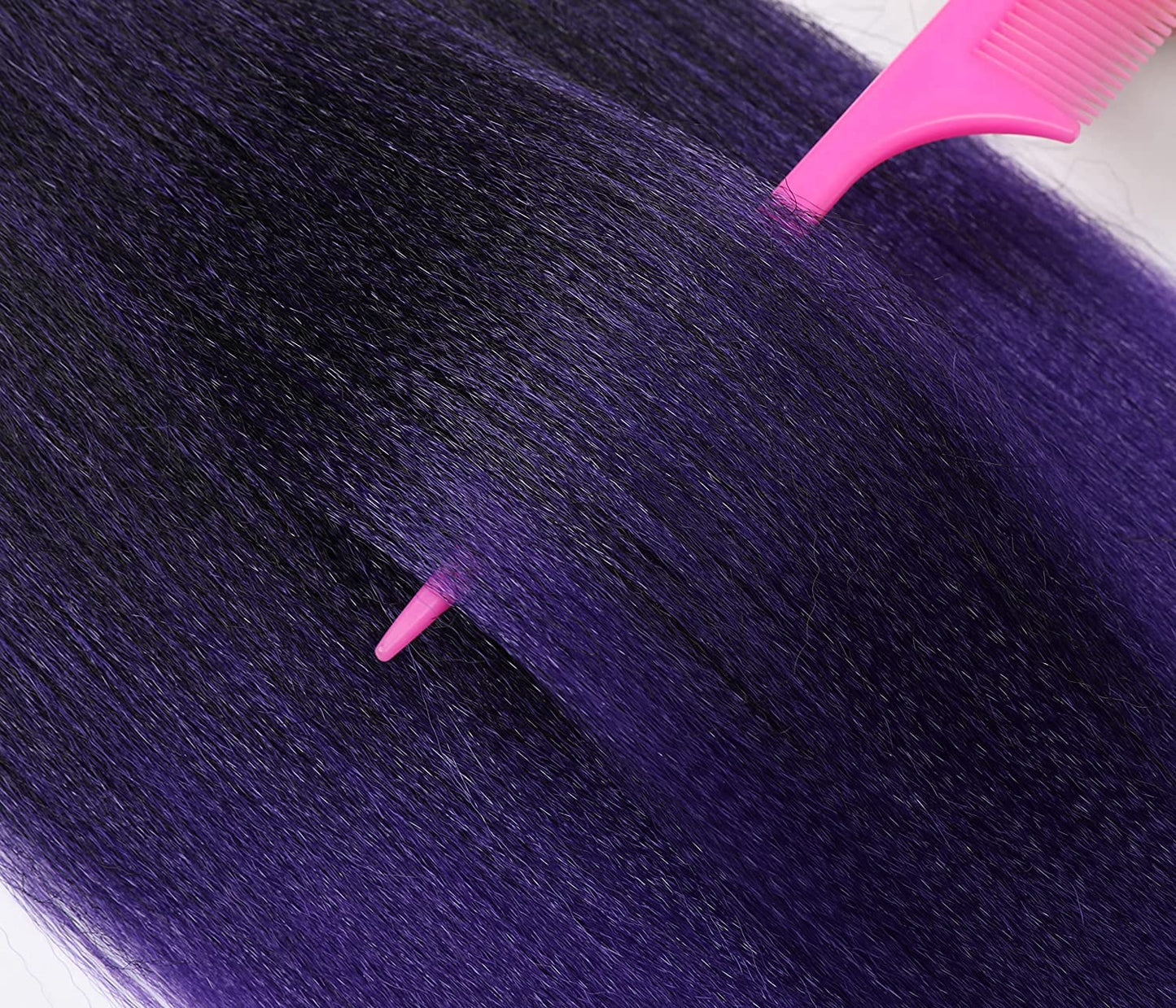 Purple Braiding Hair Pre Stretched 24 inch 3 Packs Braiding Hair Soft Yaki Texture, No Itch, Hot Water Setting Synthetic Hair Extensions for Braids (24in,1B/Purple)