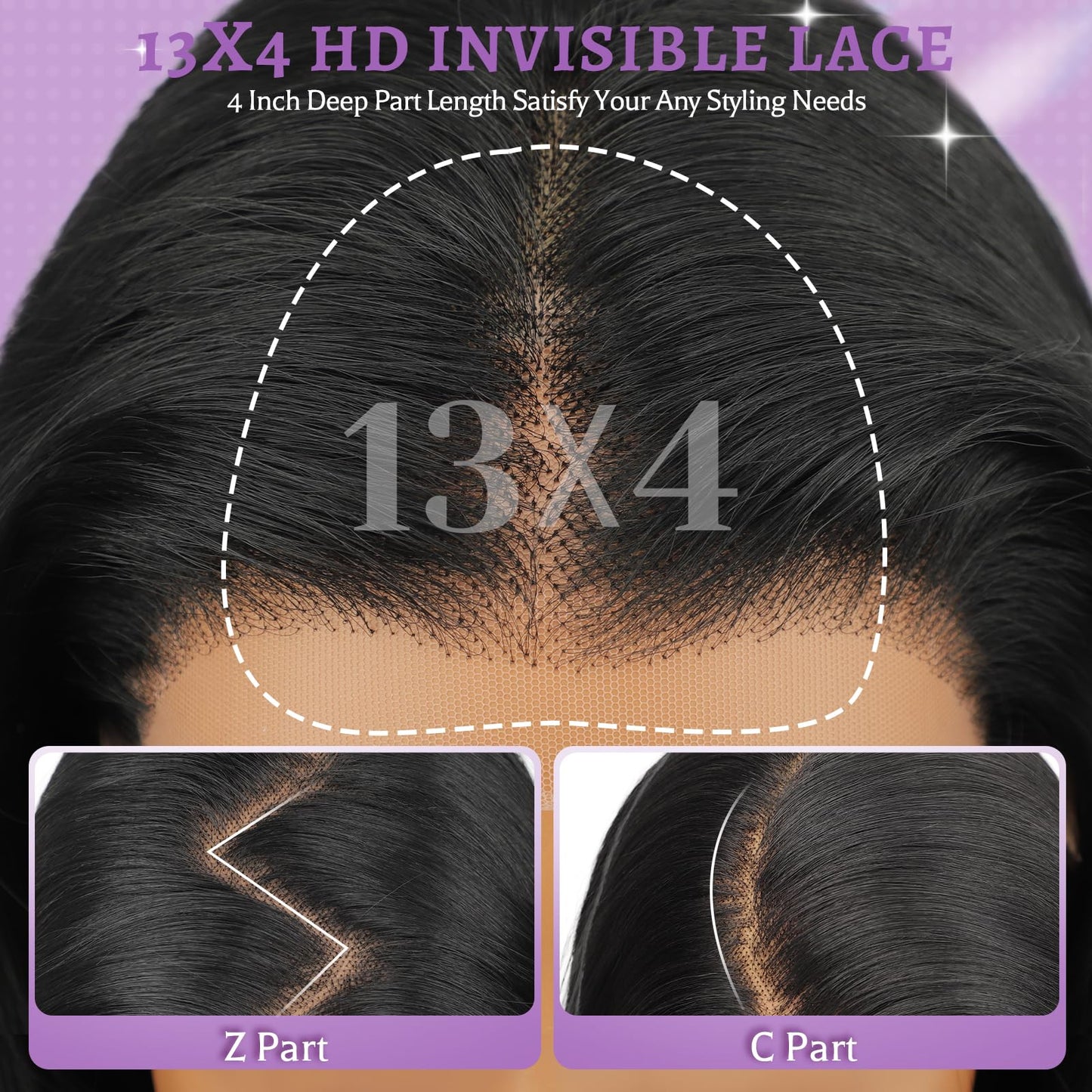 Eawwii 13x4 HD Lace Front Glueless Wigs for Women Black Long Layered Wave Wig Natural Hairline Heat Resistant Synthetic for Daily Use Beginner Friendly 26 Inch