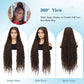 Olymei Full Double Lace Knotless Braided Wigs for Black Women Ombre Brown Box Braid Wig Lace Front Braided Wigs with Baby Hair Premium Synthetic Butterfly Box Braided Wig,36" Full Double Lace