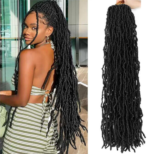 6 Packs Soft Locs Crochet Hair Pre Looped Faux Locs Crochet Braids Goddess Locs Dreadlocs Synthetic Hair For Black Women (1B, 30 Inch (Pack of 6))