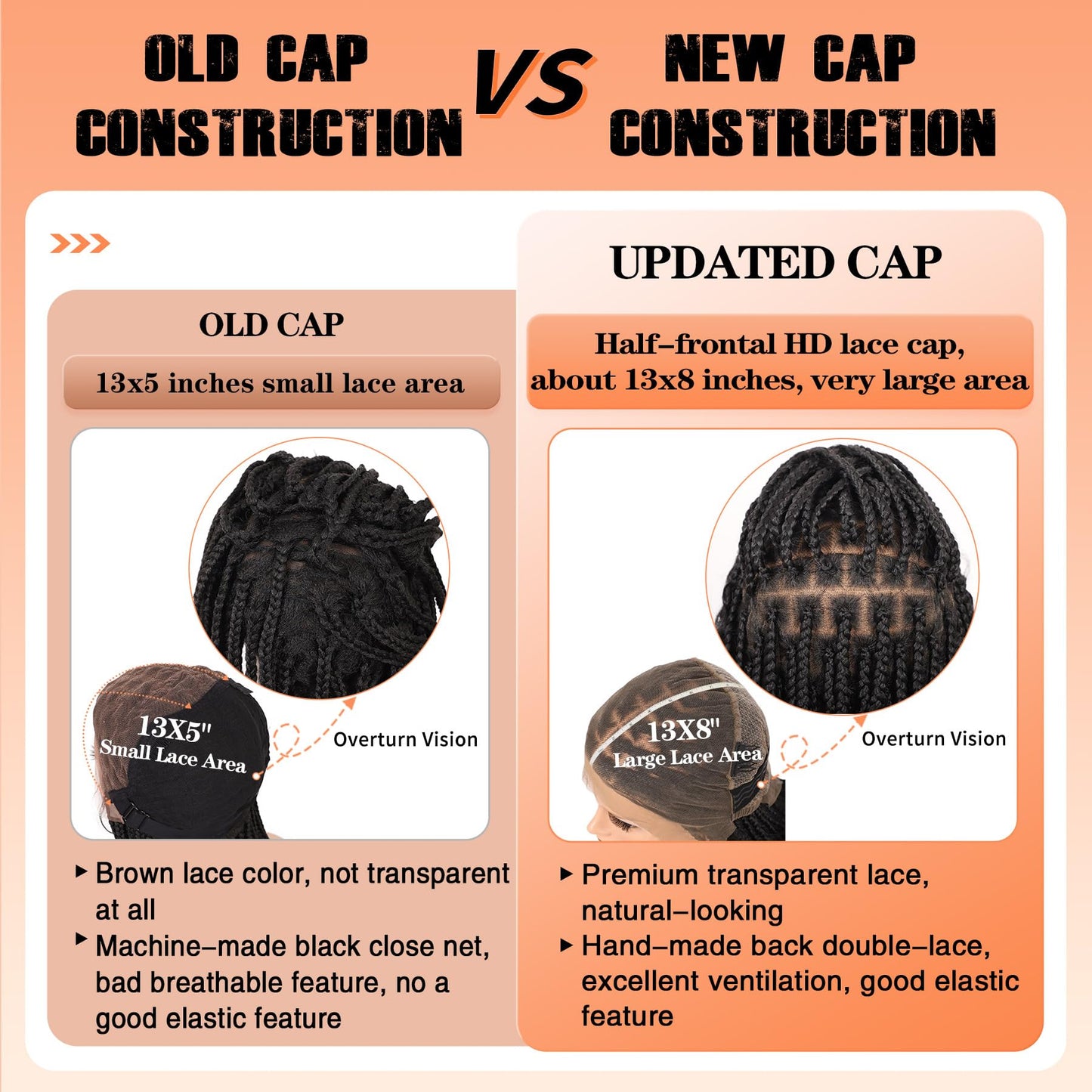 Brinbea 18'' 13x8'' HD Lace Short Braided Wigs for Women Bob Knotless Boho Braided Wigs with Baby Hair Black Box Braid Wig Premium Synthetic Braided Lace Front Wigs