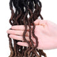 14 Inch Goddess Faux locs Crochet Hair 6 Packs/Lot Soft Gypsy Locs Wavy Crochet Braids Dreadlocks 3 Tone Curly Wavy Twist Braiding Hair Extensions African Roots Braid（#1B/30/27)
