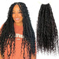 Boho Locs Crochet Braids Pre Looped With Human Hair Extensions Curly Ends Deep Wave Goddess Soft Locs Box Knotless Braids Hair Synthetic Dreadlocks Braiding for Women CHARMING YOU 22 Inch 24Strands