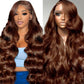 QZOQZO 28 Inch Chocolate Brown Lace Front Wigs Human Hair Pre Plucked 13x6 Body Wave Lace Front Wigs Human Hair 180% Density Colored #4 Light Brown HD Lace Frontal Glueless Wig for Women