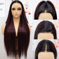 Fugady 32 inch Long Ombre Burgundy 99j Glueless Straight Lace Front Wig 200 Density Pre Plucked Synthetic Heat Resistant Red Wig With Baby Hair Colorful Lace Wigs For Women Cosplay Party Daily Use