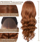 SAPPHIREWIGS Ginger Wavy 13x4 Synthetic Lace Front Wigs for Women Glueless Body Wave Orange Wig Heat Resistant Hair for Daily Cosplay Halloween Use 26 Inch