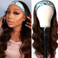 Celiarita Body Wave Headband Wig Human Hair 18 Inch Chocolate Brown Machine Made #4 Chocolate Brazilian Virgin Human Hair Wigs Glueless Body Wave Headband Half Wigs for Black Women