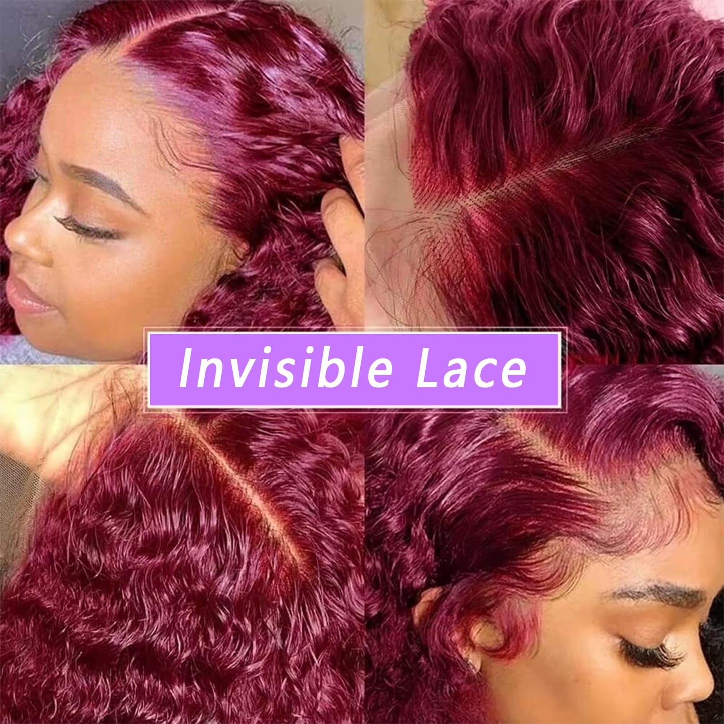 Punmasa 18 Inch Bob Wig Human Hair 13x6 Frontal Lace Wig 200% Density 99J Burgundy Lace Front Wigs Human Hair Pre Plucked Bob Wigs for Women 99J Deep Curly human hair