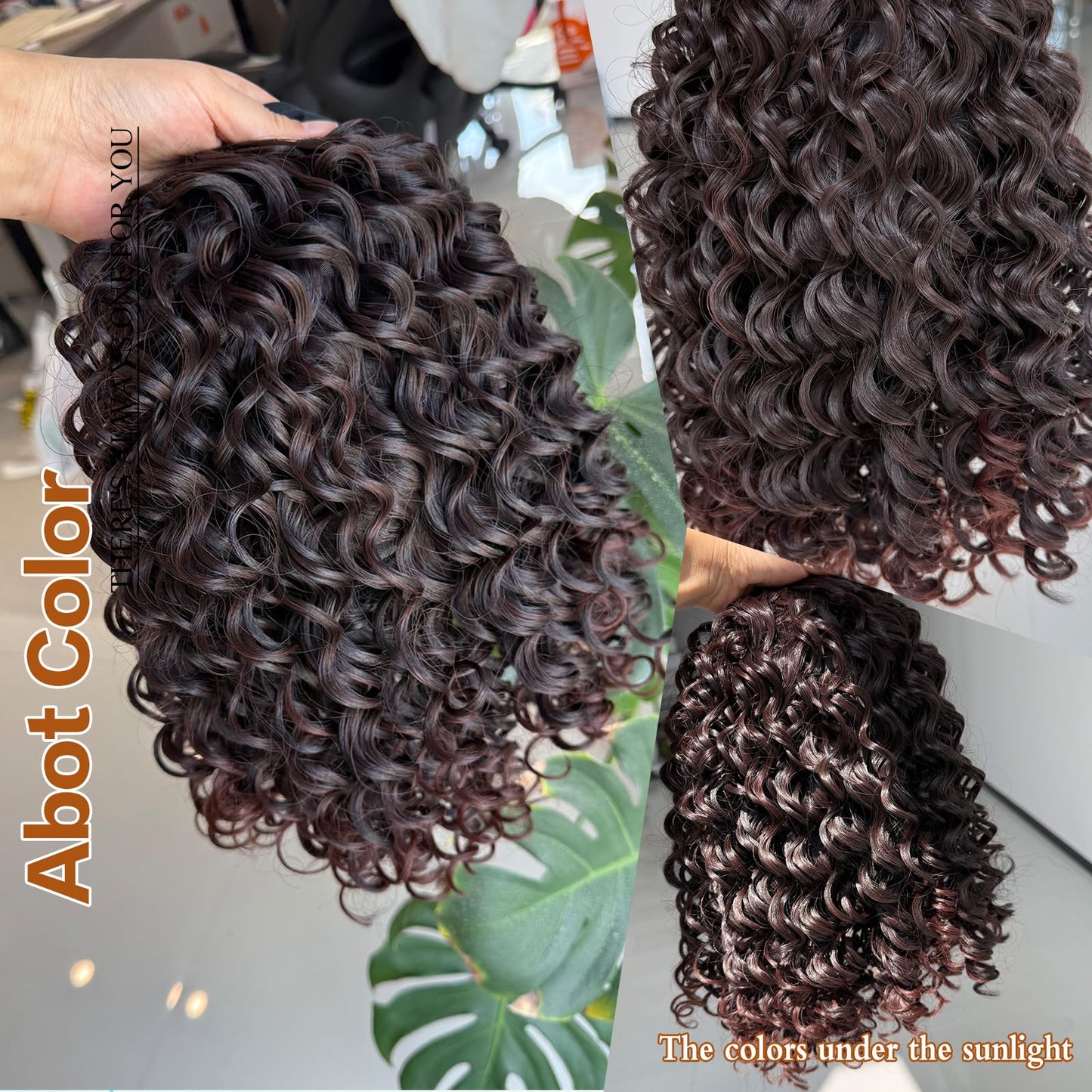 Aisaide Headband Wig 12 Inch Deep Curly Headband Wigs for Black Women Highlighted Brown Glueless No Lace Kinky Curly Half Hair Wigs,Dark Chocolate Brown
