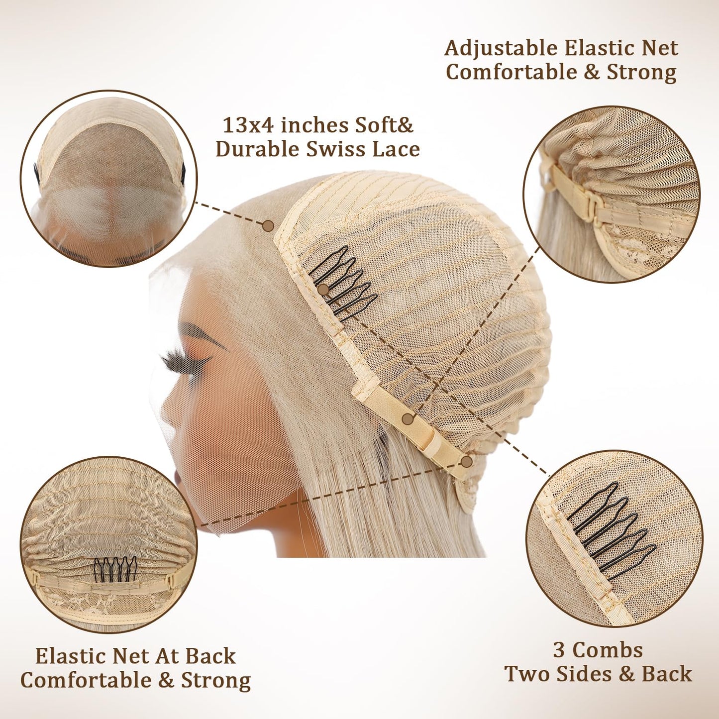 SAPPHIREWIGS 13×4 Body Wave Lace Front Wig for Women Highlight Ash Blonde with White Tips Pre Plucked Hairline Long Wavy Synthetic Wigs for Daily Party Use 26inch