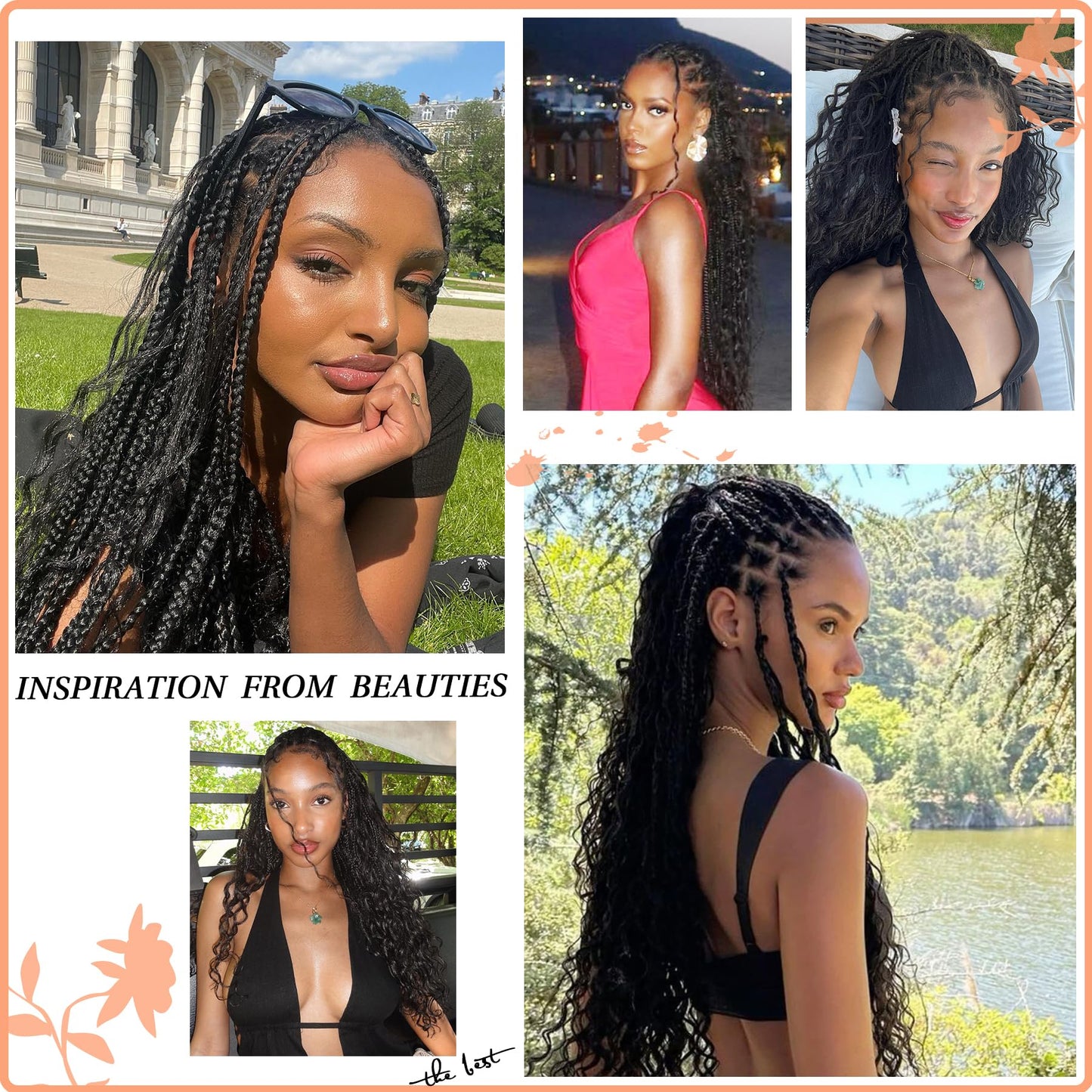 Brinbea 13x8'' HD Lace Front Braided Wigs for Women Knotless Boho Braided Wigs with Baby Hair Black Box Braid Wig Long Premium Synthetic Braided Lace Front Wigs 36 Inch