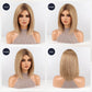 starluck Human Hair Wig for Women Wigs Real Human Hair Ligth Brown Wigs Layered Bob Wig 12 Inch Silk Base Realistic and Resistant for Daily Party Use