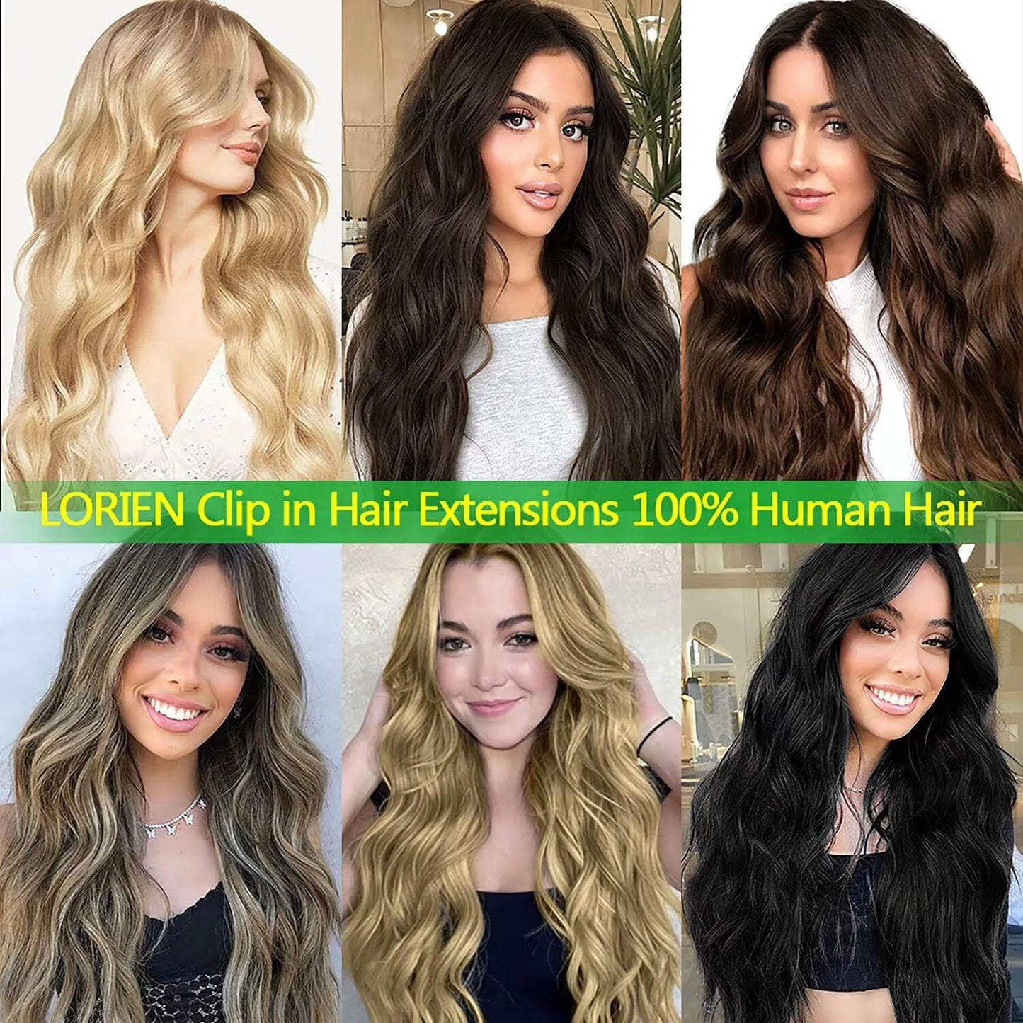 LORIEN Clip in Hair Extensions Real Human Hair, 24 Inch 120g, 1B Natural Black, Clip in 100% Brazilian Remy Human Hair Extensions 8pcs Per Set with 18 Clips Double Weft