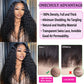 Water Wave Lace Front Wigs 180% Density Pre Plucked with Baby Hair 13x4 Transparent Water Wave Lace Front Wigs 10A Unprocessed Virgin Human Hair 22Inch Glueless Water Curly Wave Wigs Natural Color