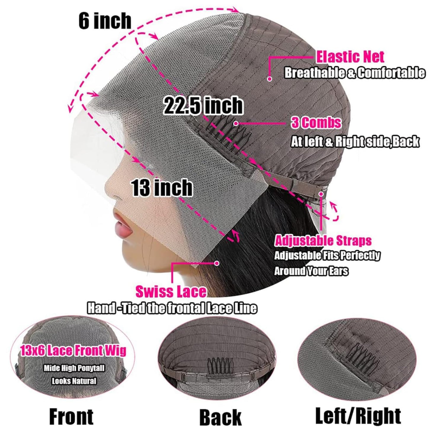 QZOQZO 28 Inch Lace Front Wigs Human Hair 180% Density Body Wave Lace Front Wig Human Hair Pre Plucked 13x6 HD Lace Glueless Wigs for Women
