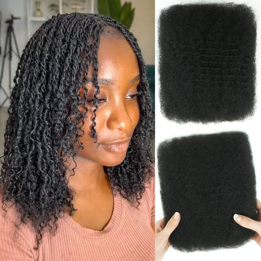 Afro Kinky-curly Human Crochet Hair 100g Kinkys Bulk Human Hair for Braiding Mini Twists Kinkycurly Bundles Human Hair for Repair Locs Extension