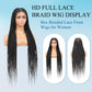 Olymei 360° HD Full Lace Large Square Knotless Braided Wigs for Women Box Braid Wig with Baby Hair Long Black Premium Synthetic Braided Lace Front Wigs 36"