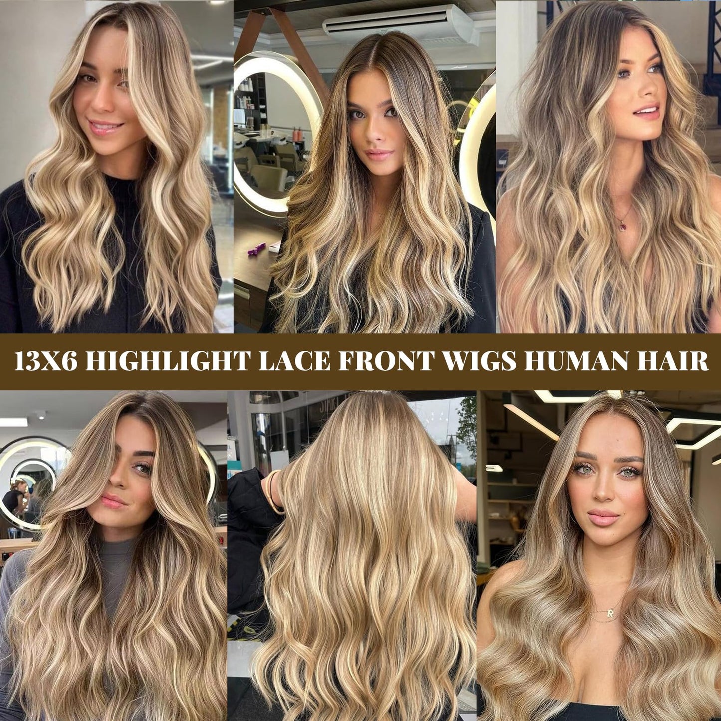 13x6 Ombre Lace Front Wigs Human Hair for Women Light Brown to Brown with Ash Blonde Highlights HD Straight Lace Closure Wig Glueless Remy Brazilian Virgin Hair 18 Inch Pre Plucked Bleached Knots