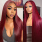Hoscod Burgundy Wig Human Hair 13x6 Straight HD Lace Front Wigs 200 Density HD Transparent 99j Red Colored Frontal Wigs Human Hair for Women 22 Inch