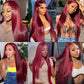 Hoscod Burgundy Wig Human Hair 13x6 Straight HD Lace Front Wigs 200 Density HD Transparent 99j Red Colored Frontal Wigs Human Hair for Women 22 Inch