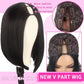 Atikual V Part Wig Human Hair For Black Women 12Inch Short Bob Straight Glueless Wigs Brazilian Remy Human Hair Clip in Half Natural Black