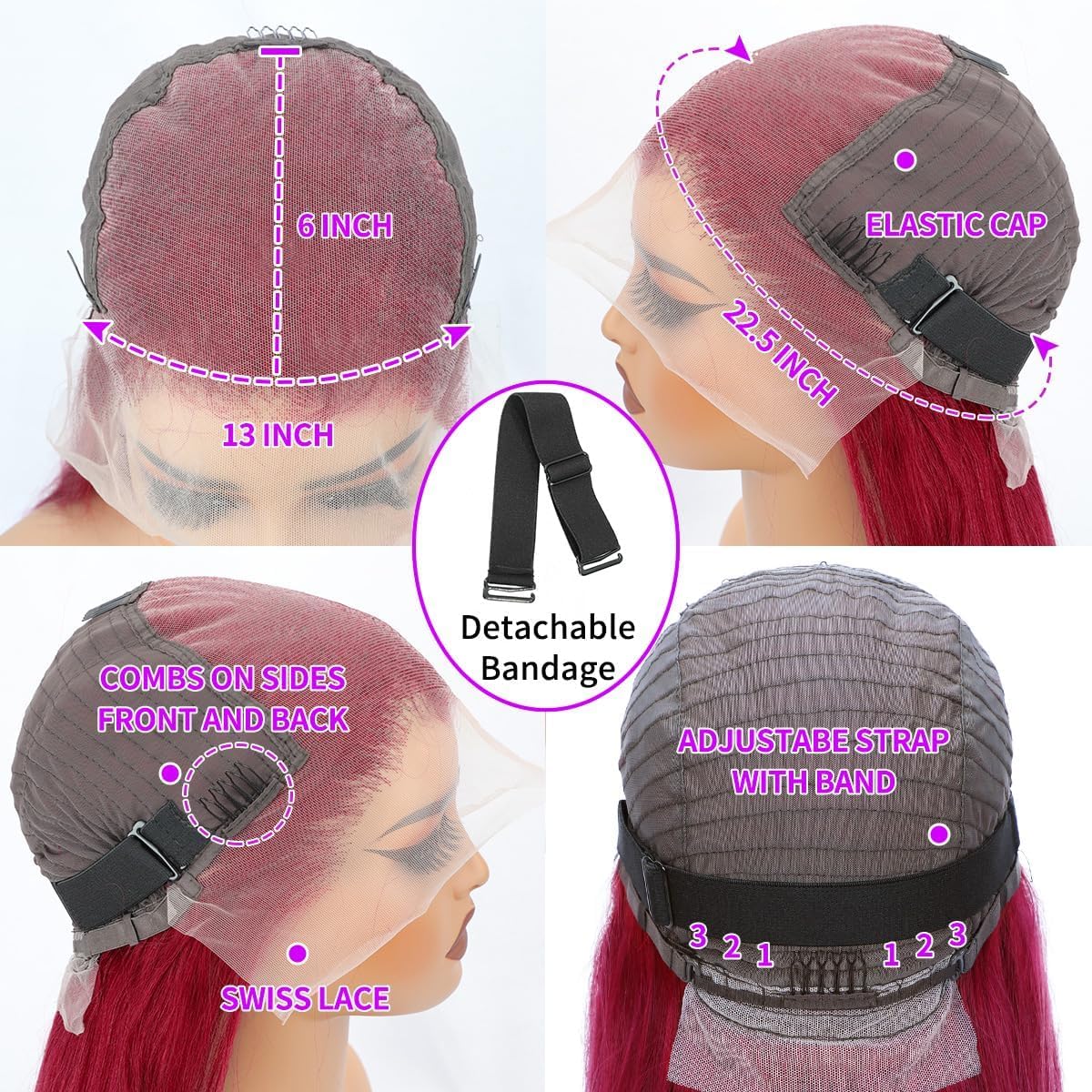 32 Inch Burgundy Wig Human Hair 99j Burgundy Lace Front Wigs Human Hair Red Human Hair Lace Front Wigs 200 Density 13x6 Hd Frontal Glueless Colored Wigs Human Hair Straight Wigs Human Hair Pre Plucked