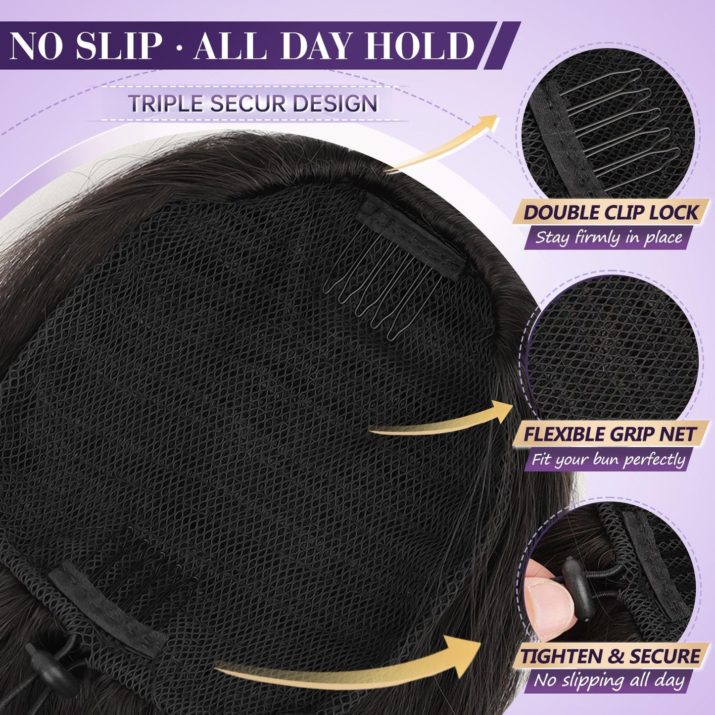 ORSUNCER Drawstring Ponytail Extension, Long Straight Pony Tails Hair Extensions Natural Soft Clip in Ponytail for Women Synthetic Hairpieces Black