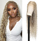 Olymei 360° HD Full Lace Braided Wigs for Women Knotless Boho Braided Wigs Twisted Braids Lace Wig with Baby Hair Premium Synthetic Braided Lace Front Wigs 36" Light Brown Ombre Blonde