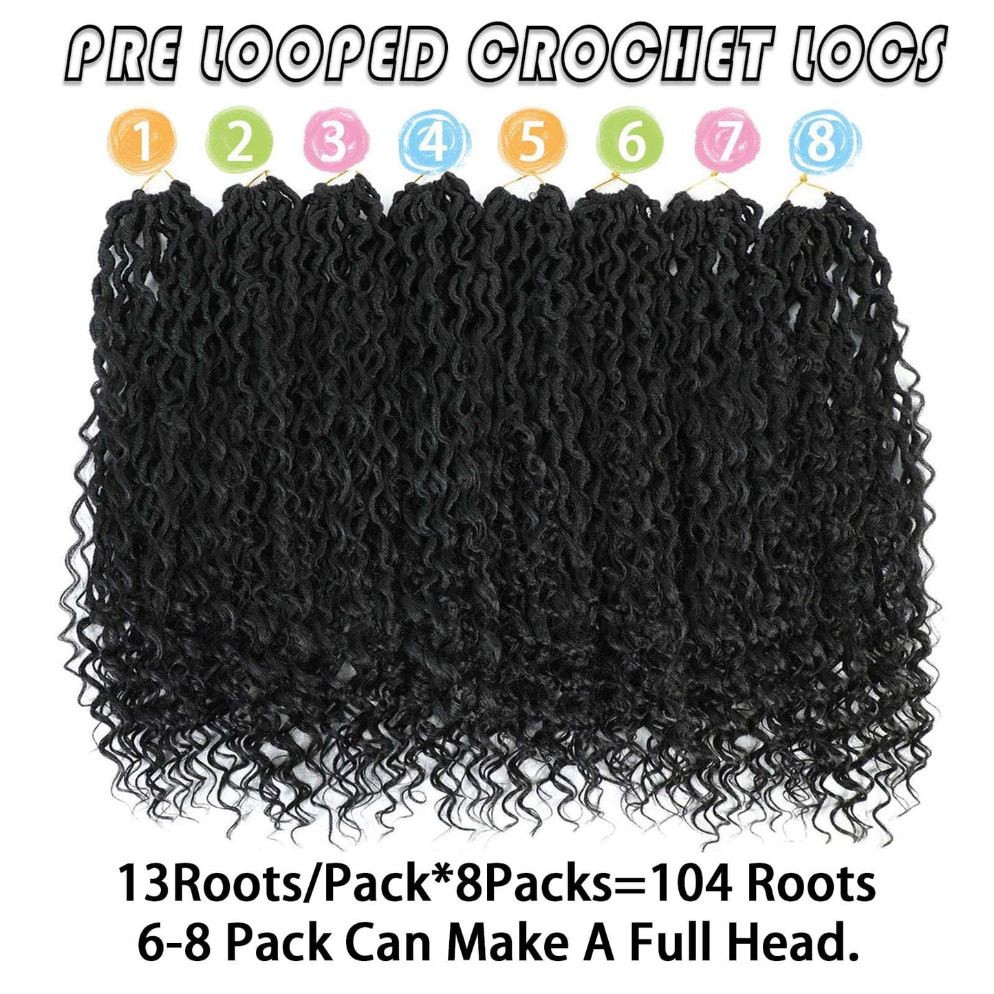 Col Bling Goddess Locs Crochet Hair 18 Inch 8 Packs Faux Locs Crochet Hair for Women Pre Looped Crochet Boho Goddess Faux Locs Crotchet Hair with Curly Ends #1B