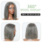 HANASCC 12" Salt and Pepper Human Hair Wigs Pre Plucked Grey Straight Short Bob Wig Pre Cut 5x5 Closure HD Transparent Gluelss Gray Lace Front Wigs for Women