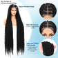 Olymei 46" Lace Front Twist Braided Wigs for Black Women Knotless Braided WigsTwisted Braided Lace Front Wigs with Baby Hair Full Double Lace Twist Braided WigsTwist Braid Wig,Black Full Double Lace