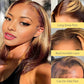 Highlight Ombre Lace Front Wig Human Hair Body Honey Blonde Glueless HD Transparent Lace Frontal Wigs for Women Human Hair Pre Plucked with Baby Hair brown highlighted wig 180 Density 16 Inch