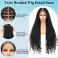 Olymei 360° HD Full Lace Braided Wigs for Women Knotless Boho Braided Wigs Twisted Braid Lace Wig with Baby Premium Synthetic Blended Braid Lace Front Wig Black 36"