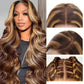 QZOQZO Ombre Lace Front Wig Human Hair 13x6 Highlight Body Wave Wig Human Hair 180% Density 4/27 Colored Honey Blonde HD Lace Frontal Glueless Wigs For Women 28inch