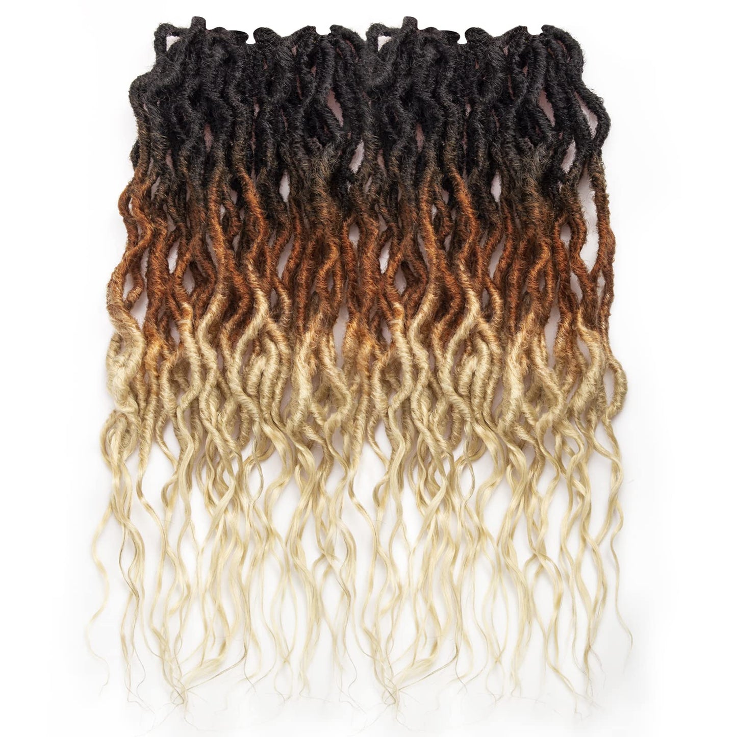 Faux Locs Crochet Hair 24Inch Goddess Locs Crochet Hair, 6Packs Pre Looped Wavy Locs Soft Locs Curly Ends Dreadlocks Faux Crochet Locs Synthetic Crochet Braids Hair Extensions (1B/30/613, 24'')