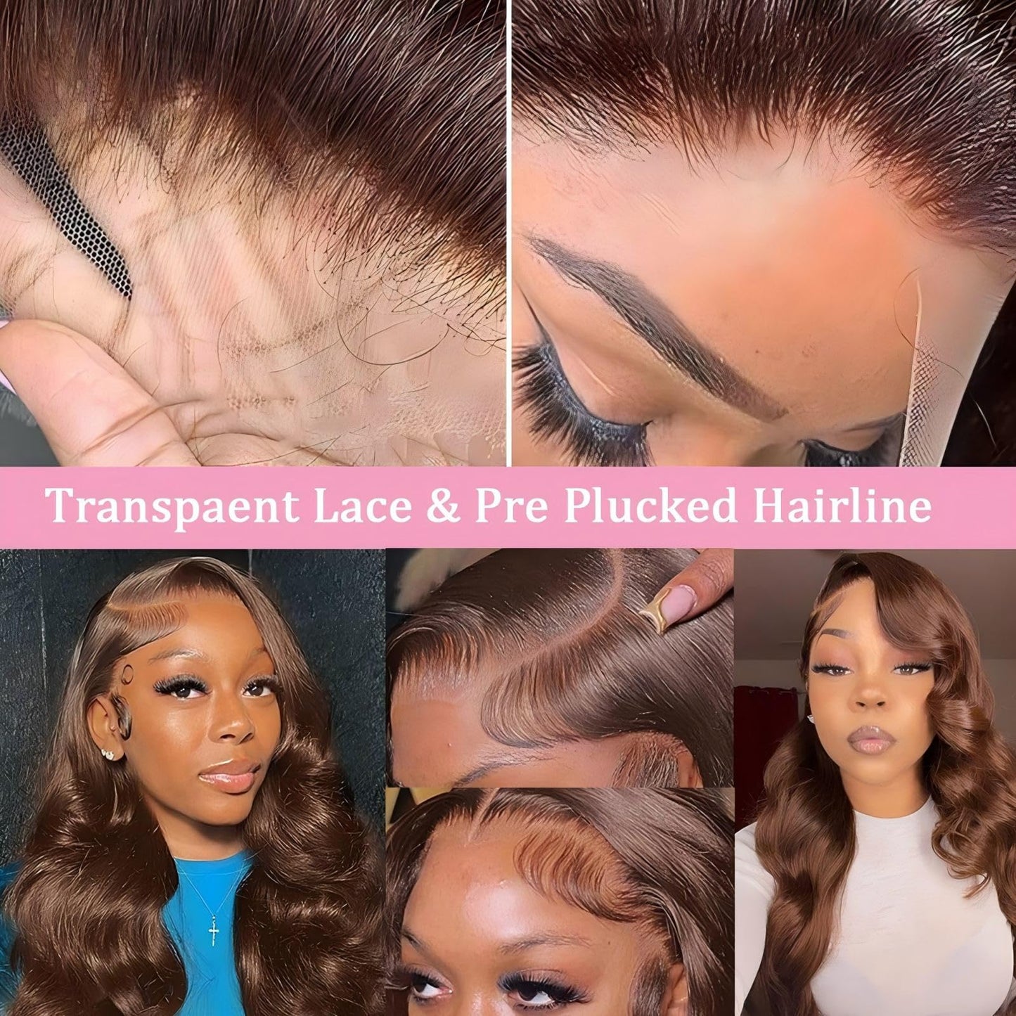 QZOQZO 28 Inch Chocolate Brown Lace Front Wigs Human Hair Pre Plucked 13x6 Body Wave Lace Front Wigs Human Hair 180% Density Colored #4 Light Brown HD Lace Frontal Glueless Wig for Women