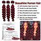 Beaushine Loose Deep Wave Human Hair 3 Bundles with 4x4 hd Lace Closure-18,20,22+18inch 10A Brazilian Loose Deep Wave Bundles Human Hair, 99j Burgundy/Wine Red Color Sew in Quick Weave Hair Extension