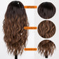 Nnzes Long Brown Wavy Wig with Highlights Middle Part Curly Wigs Lace Hairline Wigs for Women Ombre Brown Synthetic Heat Resistant Wigs for Daily Part Use