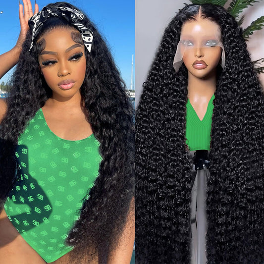 30 Inch 13x6 HD Lace Front Wigs Human Hair 200 Density Deep Wave Lace Front Wigs for Women Glueless Wet and Wave Lace Frontal Wigs Human Hair Pre Plucked Deep Wave Wig 12A Curly Wigs with Baby Hair