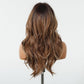 Tumhorn Long Brown Layered Wig with Curtain Bangs for Women Highlight Brown Mixed Blonde Wavy Wig Natural Looking Heat Resistant Synthetic Wigs for Daily Party Use