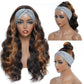 YUPEWG Long Wavy Headband Wigs for Black Women Glueless Highlight Brown And Black Synthetic Headband Wig Ready to Wear Wigs Glueless Wigs Daily Party Wear
