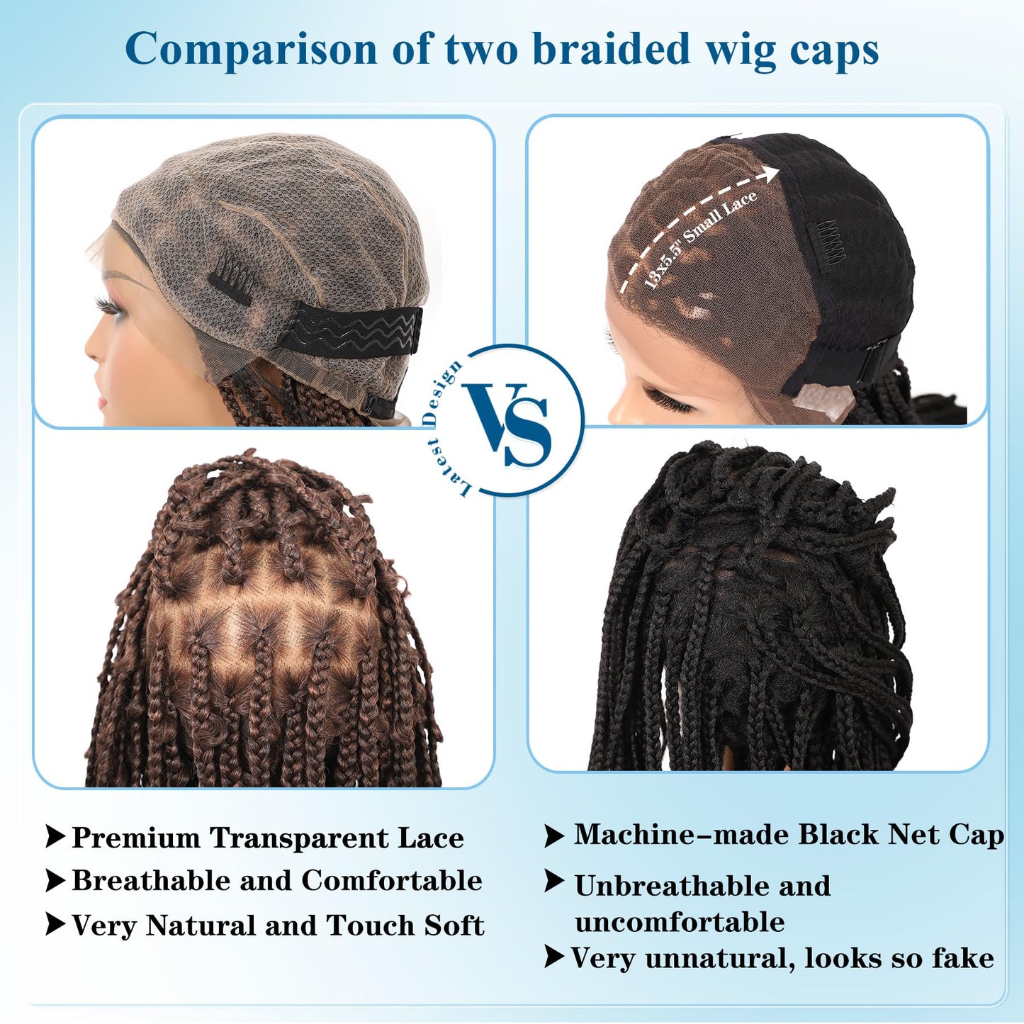Olymei Full Double Lace Knotless Braided Wigs for Black Women Ombre Brown Box Braid Wig Lace Front Braided Wigs with Baby Hair Premium Synthetic Butterfly Box Braided Wig,36" Full Double Lace