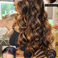 Sunber Ombre Highlight Brown Body Wave Human Hair Glueless Balayage Wigs Pre Cut 7x5 HD Lace Front with Elastic Drawstring 150% Density Put On and Go Pre Plucked Pre Bleached Invisible Knots 24Inch